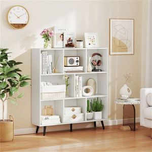 8 <b>Cube</b> Modern 3-Tier Storage Organizer Bookcase with 5 Metal Legs <b>Bookshelves</b> - Product Image 1
