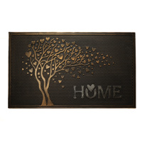 Tapis d'entrée en caoutchouc peint Heartwood Home avec support en PVC antidérapant, design cœur d'arbre, décoratif, résistant