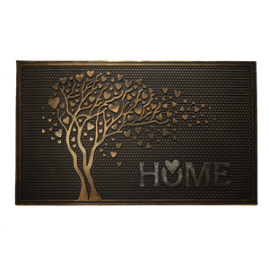 Tapis d'entrée en caoutchouc peint Heartwood Home avec support en PVC antidérapant, design cœur d'arbre, décoratif, résistant - Product Image 1