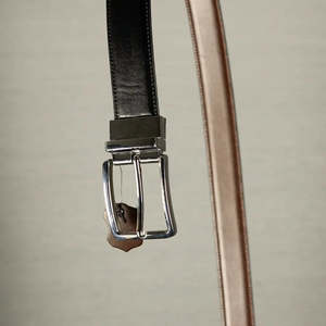 Formal Men's Genuine Leather <b>Belt</b> Solid Black Pin <b>Buckle</b> <b>Silver</b> Rectangular Durable Style - Product Image 2