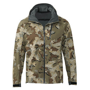 Veste de chasse coupe-vent à capuche pour homme, imprimé géométrique, fermeture éclair intégrale, softshell, vêtements d'extérieur d'automne, manches longues, matière polyester - Product Image 3