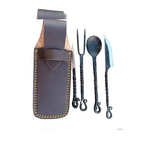 Ensemble de cuillères médiévales vikings faites à la main 2025 – Vente chaude – Étui en cuir – Livraison directe – Vente en gros – Cuillères vikings artisanales - Product Image 2