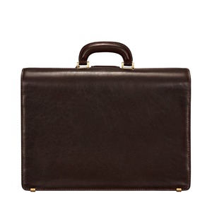 Porte-documents en cuir pleine fleur véritable marron foncé de haute qualité avec fermoir à bouton-poussoir pour homme, sac de bureau exécutif en cuir de vachette fait main - Product Image 3