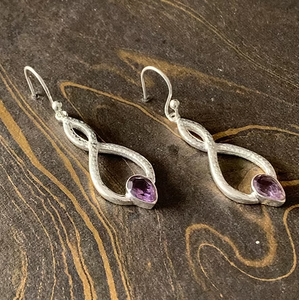 Pendientes de Gota de Amatista, Plata de Ley 925, Minimalistas, Ligeros (5.1g), Ajuste Cómodo - Product Image 3