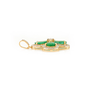 NOVA Women's 18K Solid Yellow Gold Emerald Clover Pendant with Diamond and Pearl Accents Third Party Appraisal - Product Image 6