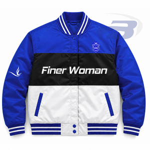 เสื้อแจ็คเก็ตครอปปักลาย Zeta Phi Beta Sorority สำหรับผู้หญิง เสื้อผ้าสไตล์กรีก วินเทจ สีน้ำเงินและสีขาว เสื้อแจ็คเก็ต ZPB Varsity Racing สำหรับผู้หญิง - Product Image 1