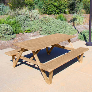 Conjunto de Mesa y Banco de Madera de Teca Sólida para Exteriores – Muebles de Comedor Resistentes para Jardín, Patio, Resort, Cafetería y Proyectos Comerciales - Product Image 2