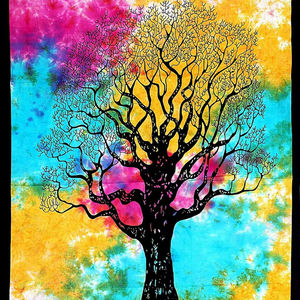 Tapices bohemios multicolores árbol seco Tie Dye Mandala tapiz Hippie celestial pared colgante póster arte decoración del hogar - Product Image 6