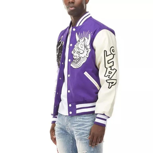 Blouson universitaire en laine pour homme, col montant, coupe courte, personnalisable, style streetwear hiver, vente chaude, veste décontractée - Product Image 2