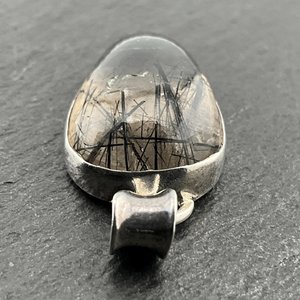 จี้รูปหยดน้ำทำจากควอตซ์รูทิเลเต็ดวินเทจประดับเงินแท้ สร้อยคอทำมือจากหินธรรมชาติ ของขวัญสุดหรูสำหรับผู้หญิง - Product Image 2