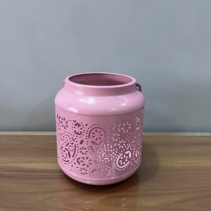 Artisan Design Decorative Iron <b>Lantern</b> <b>Candle</b> Holder with Pink Finish Model L697 - Product Image 3