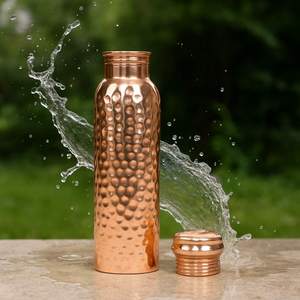 Hammered Copper Water <b>Bottle</b> With Lid Vintage Design Portable Travel <b>Bottle</b> Matte Finish Diamond Pattern 500ml <b>750ml</b> 950ml - Product Image 2