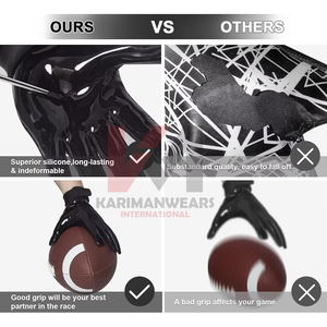 Gants de football américain haute adhérence avec logo personnalisé OEM, gants de receveur professionnels à grip collant, vente en gros directe du fabricant - Product Image 2