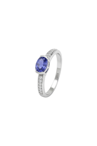 Anillo de Tanzanita y Diamantes en Plata de Ley 92.5 KLSR-11717 - Product Image 2