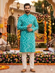 Última Tendencia en Kurta Pijama de Algodón Suave Estampado para Hombre, Ideal para Fiestas, Bodas y Ocasiones Especiales - Product Image 2