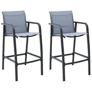 2 sillas de Bar de patio textilene gris. - Product Image 1