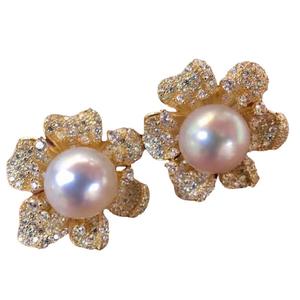 Boucles d'oreilles en argent sterling 925 plaqué or 18 carats avec perle naturelle de style polyvalent exquis, 12-11 mm rondes, presque parfaites - Product Image 5