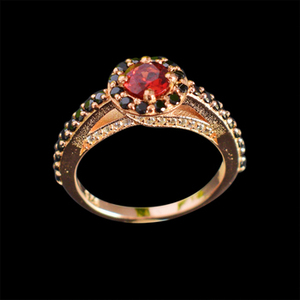 Best Selling Natural Red Garnet Gemstone <b>Ring</b> With Black Onyx 925 Sterling <b>Silver</b> Classy Gold Plated Fine <b>Ring</b> Jewelry For Women - Product Image 2