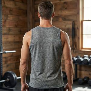 Débardeur de sport pour hommes en gros, séchage rapide, anti-humidité, gilet de fitness, logo personnalisé, maillot de musculation sans manches 100% coton - Product Image 2