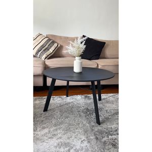 Tavolo in metallo da esterno resistente alle intemperie da 27.5 pollici con struttura in ferro da caffè bistrot per Patio giardino giardino ponte di colore nero - Product Image 6