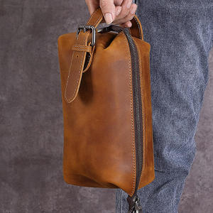 Customized Men's Fashion Luxury <b>Shaving</b> <b>Kit</b> Organizer Portable Premium Leather Dopp Bag Soft Handle Large Capacity Zipper - Product Image 2