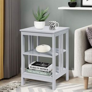 Set of 2 Multifunctional 3-Tier <b>Console</b> Tables Nightstand & Sofa Side Table with Reinforced Bars for Stability - Product Image 1