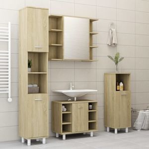 Set di mobili da bagno 3 pezzi in legno ingegnerizzato di quercia di Sonoma - Product Image 3