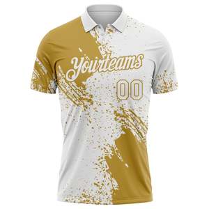 Your Teams Custom Sublimated Polo Shirt Men's Quick Dry <b>Baseball</b> Apparel White Gold Print Short Sleeve Regular Fit T Shirt - Product Image 1