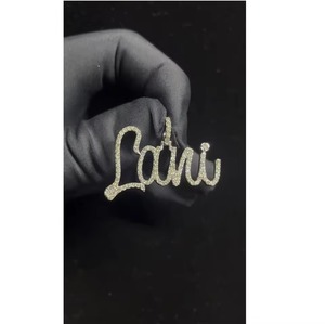 VVS Moissanite Custom Cursive Latter Pendant Hip Hop Pendant 925 Silver Iced Out Pendant Pass Diamond <b>Tester</b> Fashion Pendants - Product Image 1