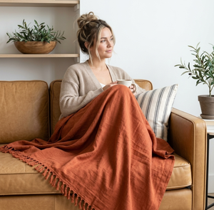 <b>Pink</b> Winter Solid Muslin Gauze Throw Blanket Woven Tassel Soft Breathable Cotton Cover Heated for <b>Home</b> Bedding & Hotel <b>Decor</b> - Product Image 1