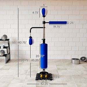 Sacco da Boxe Blu da 4.6FT/6.7FT con Supporto per Allenamento di Velocità, Palla Reflex in PU, Attrezzatura Professionale per l'Allenamento - Product Image 3