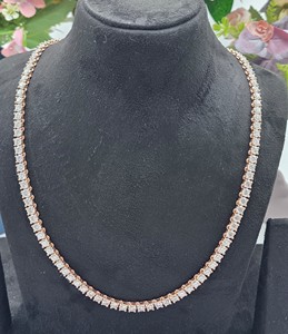 Collier chaîne tennis unisexe en moissanite plaqué rhodium, taille brillant rond, classique pour le quotidien - Product Image 1