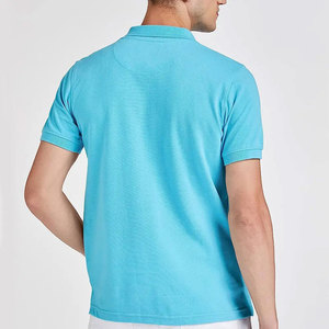 Polo homme en jersey de haute qualité, manches courtes, coupe classique, tissu Oxford en coton, style décontracté, bleu uni, teinture unie - Product Image 5