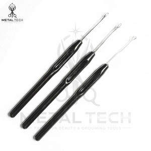 Wholesale Hair Extension Pulling <b>Needle</b> Black Handle Wire Loop <b>Threader</b> Latch Hook Set For Micro Ring Installation - Product Image 6