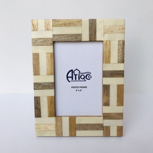 Modern Stylish Pattern Bone and Wood <b>Photo</b> <b>Frame</b> for Office Desk Decor - Product Image 4