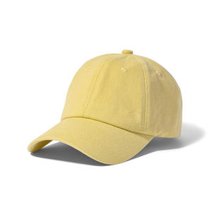 Yellow 6-Panel Cotton Baseball Cap Unisex Adjustable Breathable Waterproof Casual Cycling <b>Hat</b> Spring <b>Summer</b> Style - Product Image 2