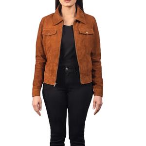 Veste bomber en cuir pour femme, 100% cuir véritable, imprimé personnalisé, respirante, coupe ample, 2026 - Product Image 1