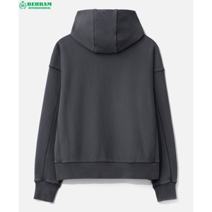 เสื้อฮู้ดดี้ผ้าฝ้ายหนานุ่มแบบครอป ซิปปรับได้ ล้างสีแบบแอซิดวอช สไตล์วินเทจ ระบายอากาศได้ดี - Product Image 1