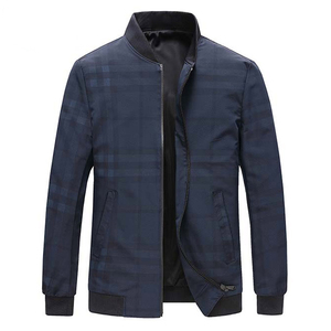 Chaqueta bomber a cuadros para hombre con cuello alto, informal, con cremallera, a prueba de viento, para otoño. - Product Image 6