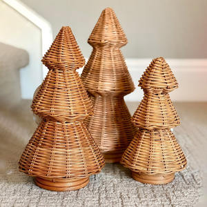 Ferme décor de noël fenêtre maison ornement rotin pins naturel fait à la main arbre de noël - Product Image 4