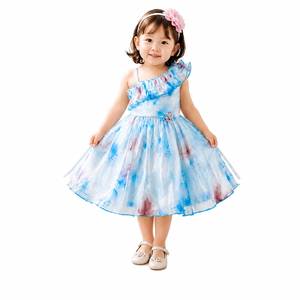 Premium Quality Girls <b>Blue</b> Princess Party <b>Dress</b> Elegant <b>Tulle</b> Gown with Floral Details for Birthday Wedding Events for Sale - Product Image 4