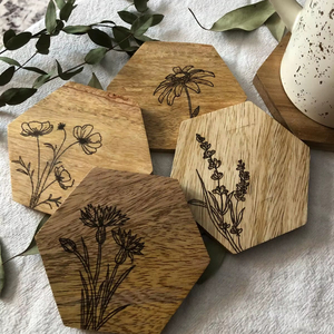Posavasos y Salvamanteles de Madera de Nogal de Lujo, Diseño Elegante, Ecológicos, de 10 mm de Grosor, Personalizables, para el Hogar y la Cocina - Product Image 1