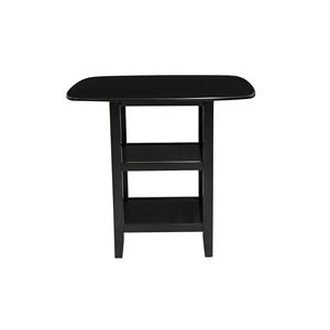 ชุดโต๊ะรับประทานอาหาร 5 ชิ้น สีดำ พร้อมเก้าอี้หุ้มหนังเทียม โต๊ะสูงระดับเคาน์เตอร์ พร้อมชั้นวางด้านล่าง และเก้าอี้ 4 ตัว - Product Image 2