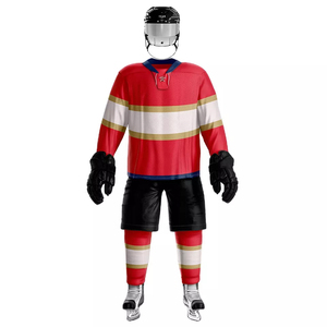 Maillot de hockey sur glace personnalisé de haute qualité, en coton/fibre de bambou, séchage rapide, manches courtes, broderie 3D, sangle réglable - Product Image 5