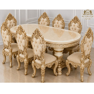 Premium Quality Double-Carved 8 Seaters High Back <b>Wooden</b> Oval <b>Dining</b> <b>Table</b> Chairs Stylish Maharaja Inspire <b>Dining</b> Furniture Set - Product Image 1