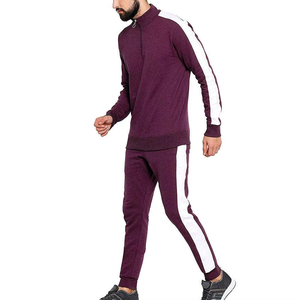 Men Burgundy Tracksuit Full Sleeve Half-<b>Zip</b> <b>Side</b> Pockets Breathable Casual Autumn Wear Solid Color Design Regular Fit - Product Image 4