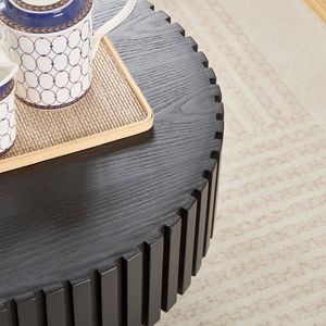 Tavolino da Caffè Ovale Moderno Artigianale da 43,70 Pollici con Robusto Piedistallo per Soggiorno, Design in Legno Compatto - Product Image 3