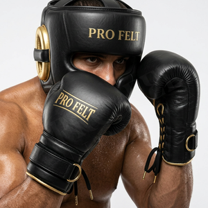 Protège-tête de boxe en cuir sur mesure avec mousse absorbant les chocs, protection des joues profilée et fermeture arrière à lacets - Product Image 4
