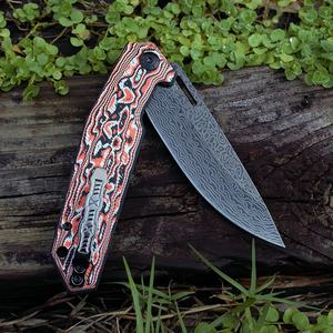 Navaja Plegable con Patrón Damasco, Cuchillo de Bolsillo Táctico para Caza, Supervivencia y Camping, Grado Industrial OEM - Product Image 5
