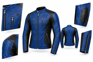 Chaqueta de Motociclista de Cuero Estilo Racer |   Azul Negro Rojo Verde |   Fabricante OEM ODM |   Calidad Premium | - Product Image 6